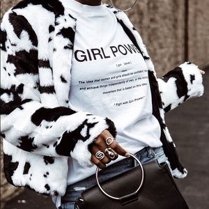 Forever21 cow print faux fur jacket